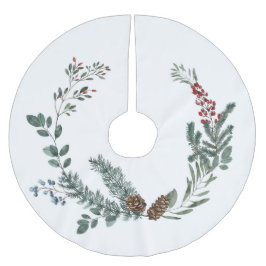 Beeren und Pinecone Polyester Weihnachtsbaumdecke