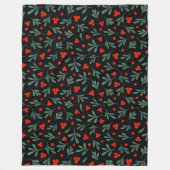 Beeren und Winter Pflanze Blätter Nahtloses Muster Fleecedecke (Vorderseite)