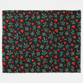 Beeren und Winter Pflanze Blätter Nahtloses Muster Fleecedecke (Vorderseite (Horizontal))