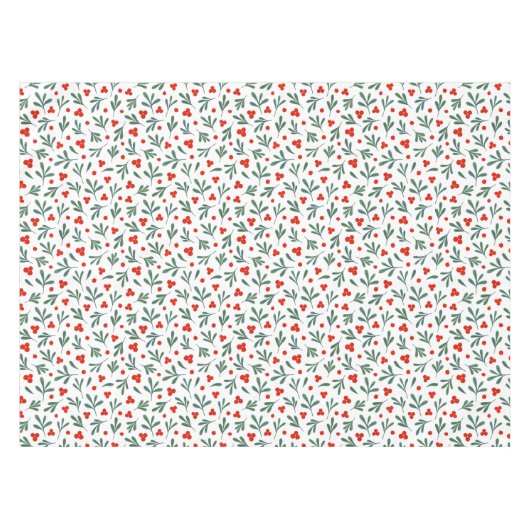 Beeren und Winter Pflanze Blätter Nahtloses Muster Tischdecke (Vorderseite (Horizontal))