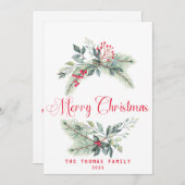 Beeren von Aquarellen und Grünkranz Weihnachten (Vorne/Hinten)