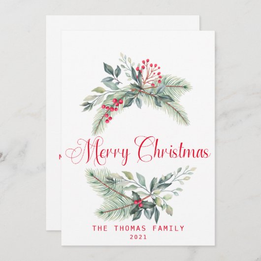 Beeren von Aquarellen und Grünkranz Weihnachten (Vorne/Hinten)