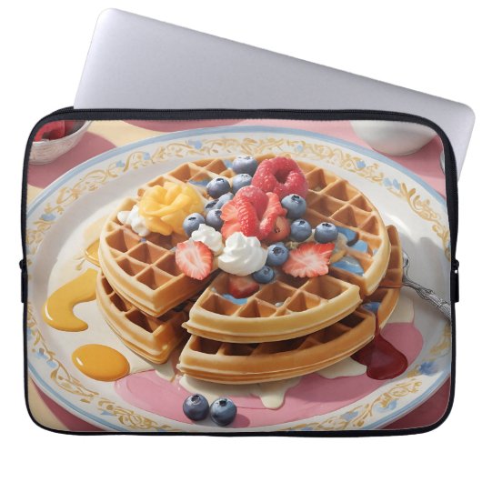 Beeren-Waffel-Frühstücksteller Laptopschutzhülle (Vorderseite)