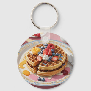 Beeren-Waffel-Frühstücksteller Schlüsselanhänger