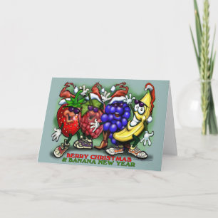 Beeren-Weihnachts-Banane Neujahr Feiertagskarte