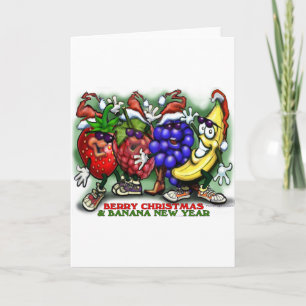 Beeren-Weihnachts-Banane Neujahr Feiertagskarte