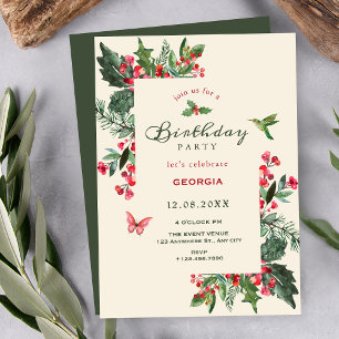 Beeren Zweig floral Geburtstag Einladung