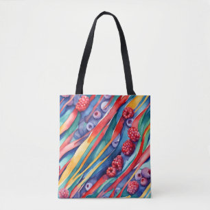 Beerenauslese und frische bunte Streifen Tasche