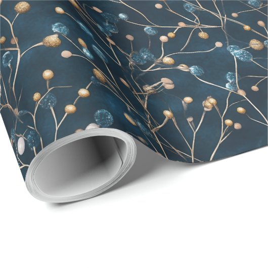 Beerenfrüchte und goldfarbene Blätter Geschenkpapier (Rolleneckpunkt)