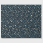 Beerenfrüchte und goldfarbene Blätter Geschenkpapier (Flach)