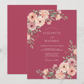 Beerenreicher Romantischer Hochzeit Einladung (Vorne/Hinten)