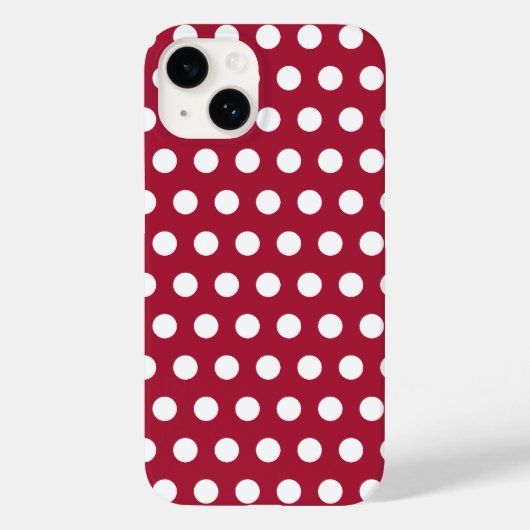 Beerenrotes Weißes Punkte-Muster-Design Case-Mate iPhone Hülle (Rückseite)