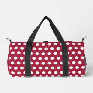 Beerenrotes Weißes Punkte-Muster-Design Duffle Bag