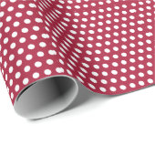 Beerenrotes Weißes Punkte-Muster-Design Geschenkpapier (Rolleneckpunkt)
