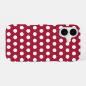 Beerenrotes Weißes Punkte-Muster-Design iPhone 16 Hülle (Rückseite (Horizontal))