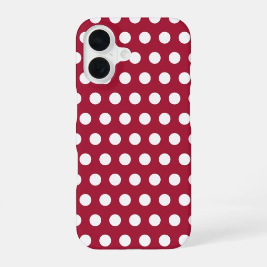 Beerenrotes Weißes Punkte-Muster-Design iPhone 16 Hülle (Rückseite)