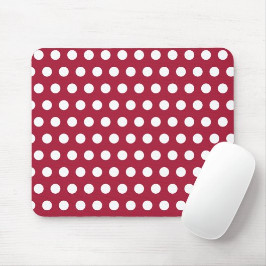 Beerenrotes Weißes Punkte-Muster-Design Mousepad (Mit Mouse)