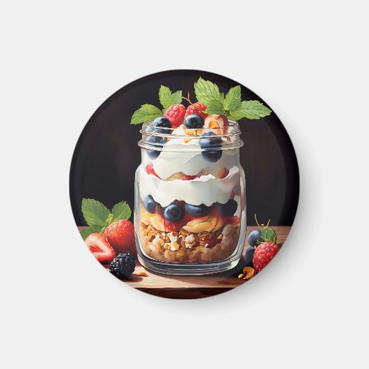 Beerenschichtdessert im Glasbehälter Magnet (Vorne)