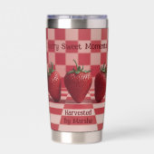 Beerensüße rote karierte Erdbeertasse Thermobecher (Rückseite)