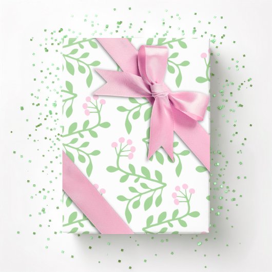 Beerentraube in Rosa und Grün Geschenkpapier