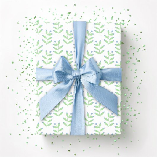 Beerenzweig in Schiefer und Grün Geschenkpapier