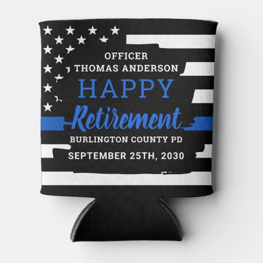 Beers and Beers Thin Blue Line Police Retirement Dosenkühler (Vorderseite)