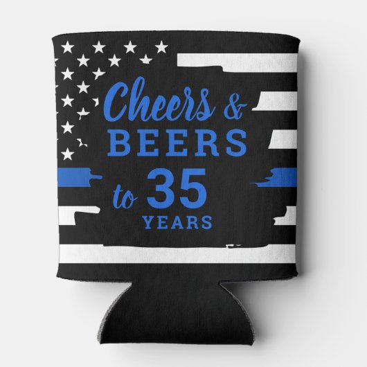 Beers and Beers Thin Blue Line Police Retirement Dosenkühler (Rückseite)