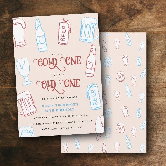 Beers Rustic Hand Drawn Whimsical Beer Birthday Einladung