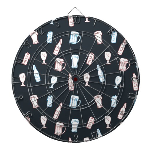 Beers Rustic Hand Drawn Whimsical Beer Man Cave Dartscheibe (vorne)