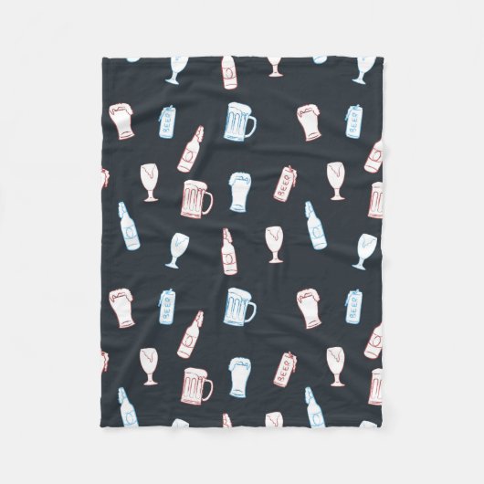 Beers Rustic Hand Drawn Whimsical Beer Man Cave Fleecedecke (Vorderseite)