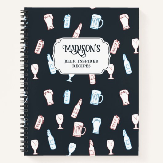 Beers Rustic Hand Drawn Whimsical Beer Recipe Notizblock (Vorderseite)