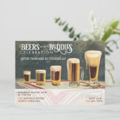 Beers Rustic Watercolor Beers Buddies Birthday  Einladung (Stehend Vorderseite)