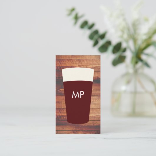 Beers Rustic Wood Square Element Monogram | Bier Visitenkarte (Stehend Vorderseite)