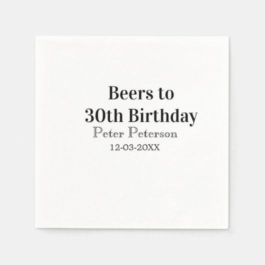 Beers to 30th birthday name date man stylishSimple Serviette (Vorderseite)