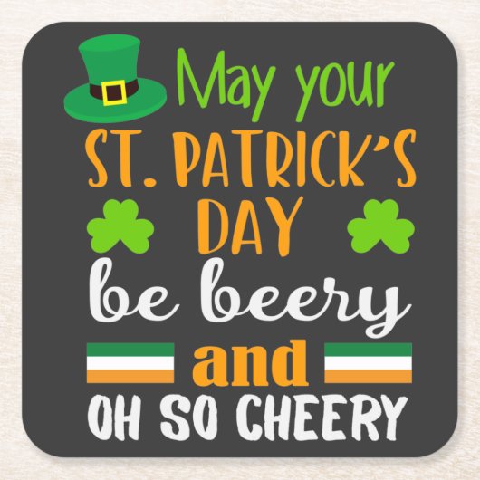 Beery Cheery St. Patrick's Day Rechteckiger Pappuntersetzer (Vorderseite)
