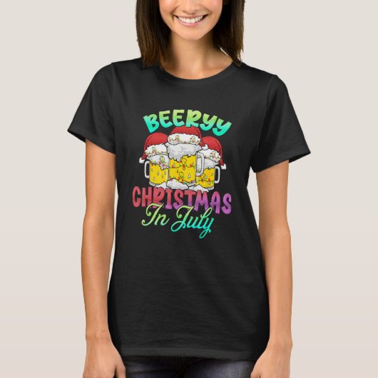 Beery Christmas In July Summer Beach Vacation T-Shirt (Vorderseite)