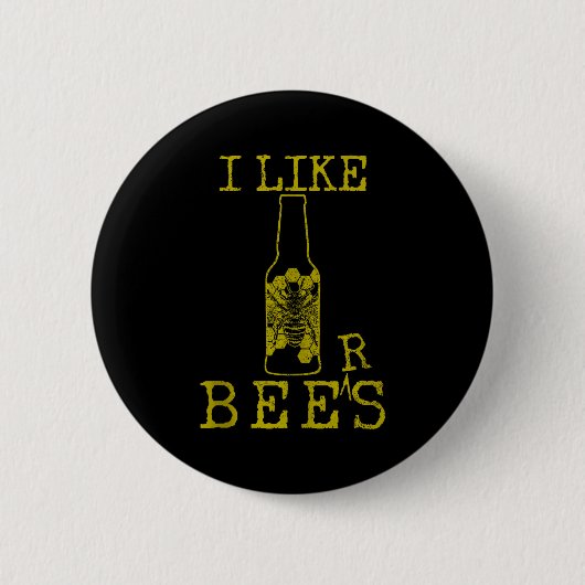 Bees &amp; Beer - Funny Quote Beekeeng Beekeeper G Button (Vorderseite)