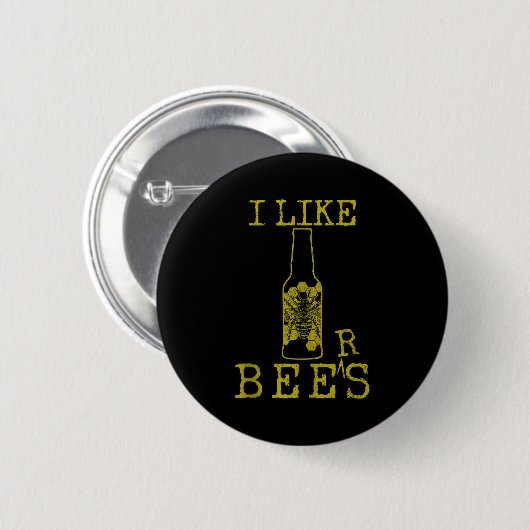 Bees & Beer - Funny Quote Beekeeng Beekeeper G Button (Vorne & Hinten)