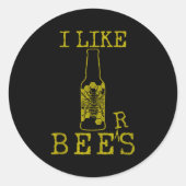Bees &amp; Beer - Funny Quote Beekeeng Beekeeper G Runder Aufkleber (Vorderseite)