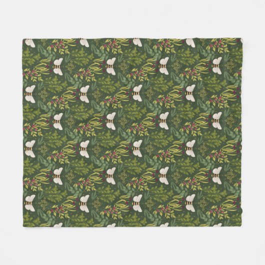 Bees and Foliage Fleece Blanket (Vorderseite (Horizontal))