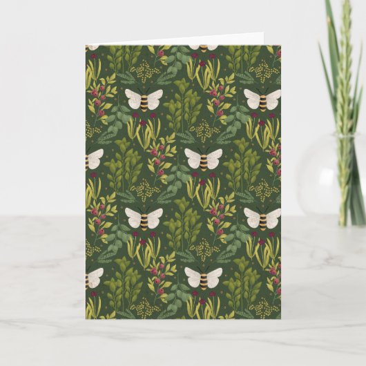 Bees and Foliage Greeting Card Karte (Vorderseite)