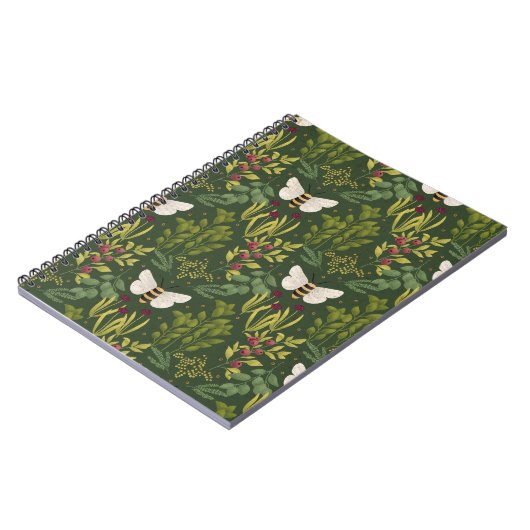 Bees and Foliage Spiral Notebook Notizblock (Linke Seite)