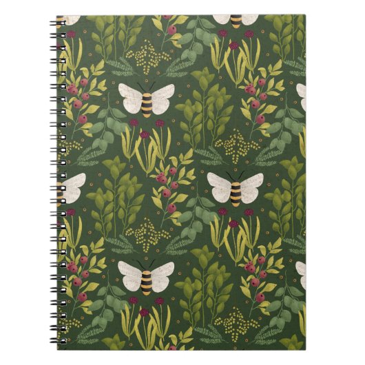 Bees and Foliage Spiral Notebook Notizblock (Vorderseite)