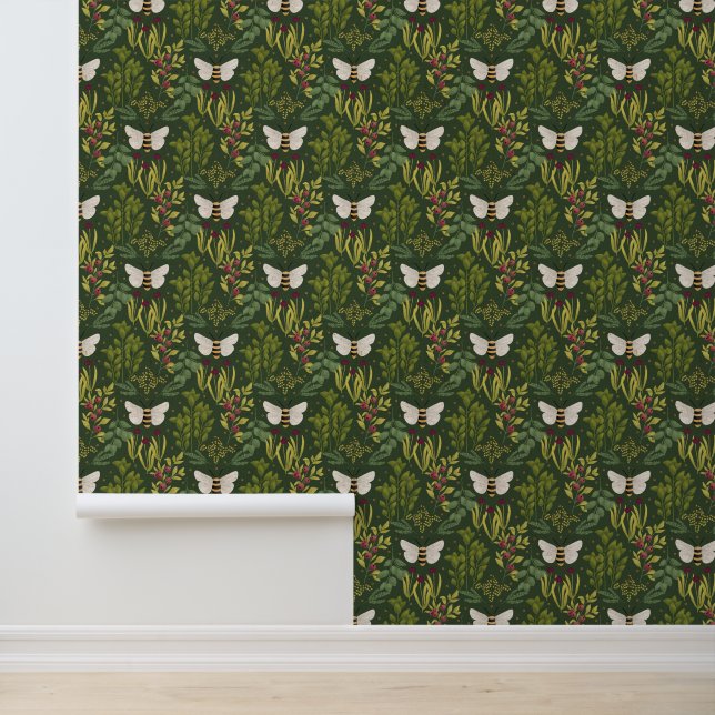 Bees and Foliage Wallpaper Tapete (Anwendung)