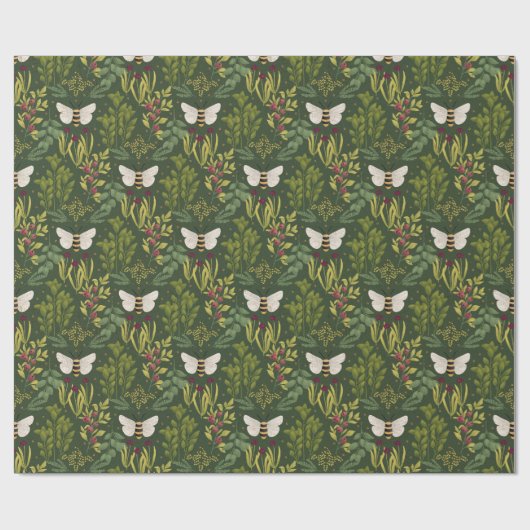 Bees and Foliage Wrapping Paper Geschenkpapier (Flach)