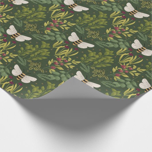 Bees and Foliage Wrapping Paper Geschenkpapier (Ecke)