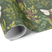 Bees and Foliage Wrapping Paper Geschenkpapier (Rolleneckpunkt)