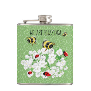 BEES and LadyBugs - Art of LeahG Rette die Bienen Flachmann