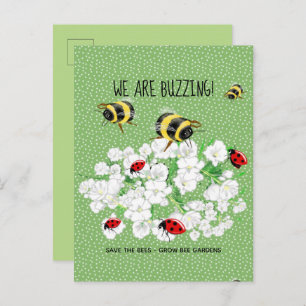 BEES and LadyBugs - Art of LeahG Rette die Bienen Postkarte