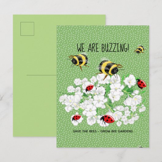 BEES and LadyBugs - Art of LeahG Rette die Bienen Postkarte (Vorne/Hinten)